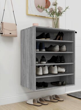 VidaXL Schoenenkast 60x35x70 cm bewerkt hout grijs sonoma eikenkleurig