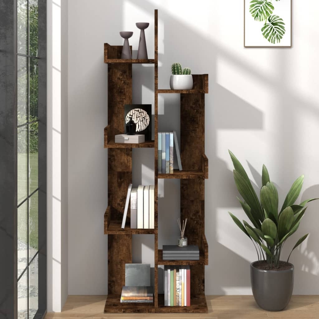 VidaXL Boekenkast 48x25,5x140 cm bewerkt hout gerookt eikenkleurig