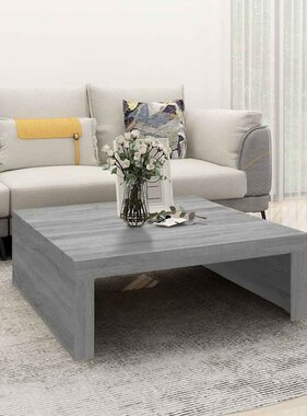 VidaXL Salontafel 100x100x35 cm bewerkt hout grijs sonoma eikenkleurig