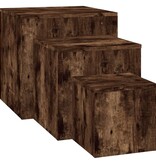 VidaXL Bijzettafels 3 st bewerkt hout gerookt eikenkleurig