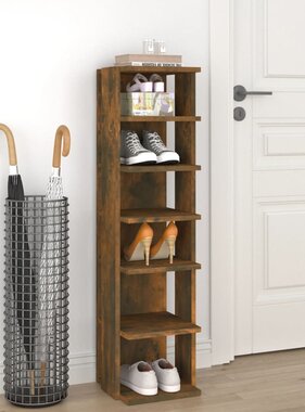 VidaXL Schoenenrek 27,5x27x102 cm bewerkt hout gerookt eikenkleurig
