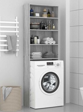 VidaXL Wasmachinekast 64x24x190 cm grijs sonoma eikenkleurig