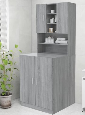VidaXL Wasmachinekast 70,5x25,5x90 cm grijs sonoma eikenkleurig