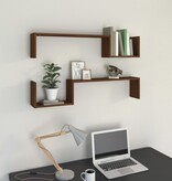 VidaXL Wandschappen 2 st 100x15x20 cm bewerkt hout bruin eikenkleur