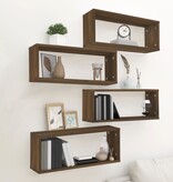 VidaXL Wandschappen kubus 4 st 60x15x23 cm bewerkt hout bruin eiken