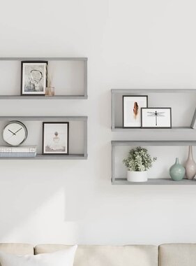 VidaXL Wandschappen kubus 4 st 60x15x23 cm bewerkt hout grijs sonoma