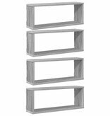 VidaXL Wandschappen kubus 4 st 60x15x23 cm bewerkt hout grijs sonoma