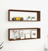 VidaXL Wandschappen kubus 2 st 80x15x26,5 cm bewerkt hout bruineiken