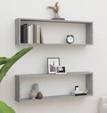 VidaXL Wandschappen kubus 2 st 100x15x30 cm bewerkt hout grijs sonoma