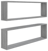 VidaXL Wandschappen kubus 2 st 100x15x30 cm bewerkt hout grijs sonoma