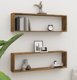 VidaXL Wandschappen kubus 2 st 100x15x30 cm bewerkt hout gerookt eiken
