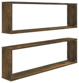 VidaXL Wandschappen kubus 2 st 100x15x30 cm bewerkt hout gerookt eiken