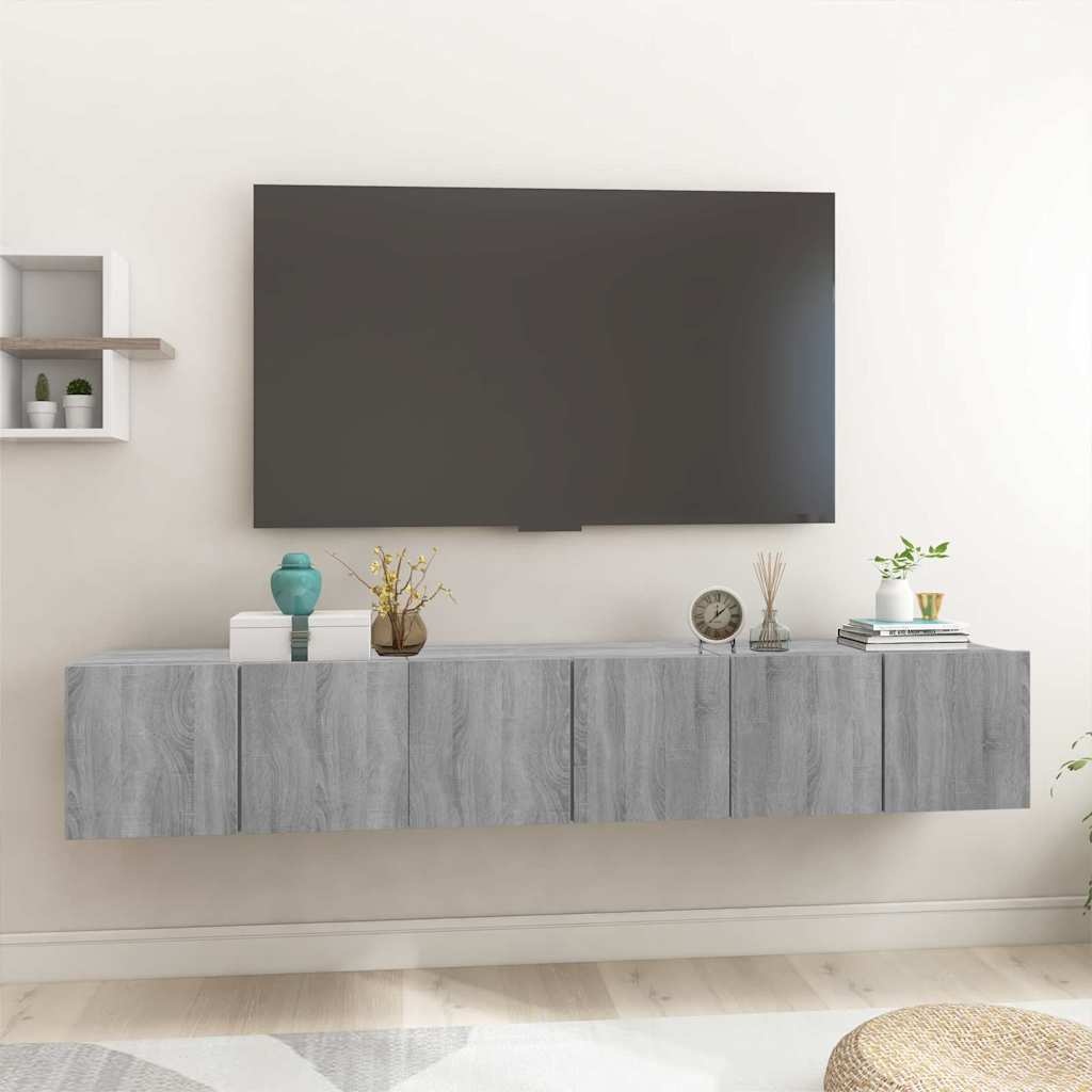 VidaXL Tv-hangmeubels 3 st 60x30x30 cm bewerkt hout grijs sonoma eiken