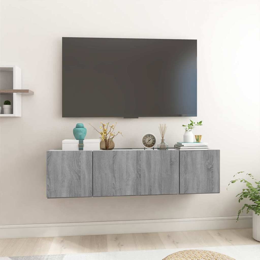 VidaXL Tv-hangmeubelen 2 st 60x30x30 cm bewerkt hout grijs sonoma