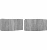 VidaXL Tv-hangmeubelen 2 st 60x30x30 cm bewerkt hout grijs sonoma