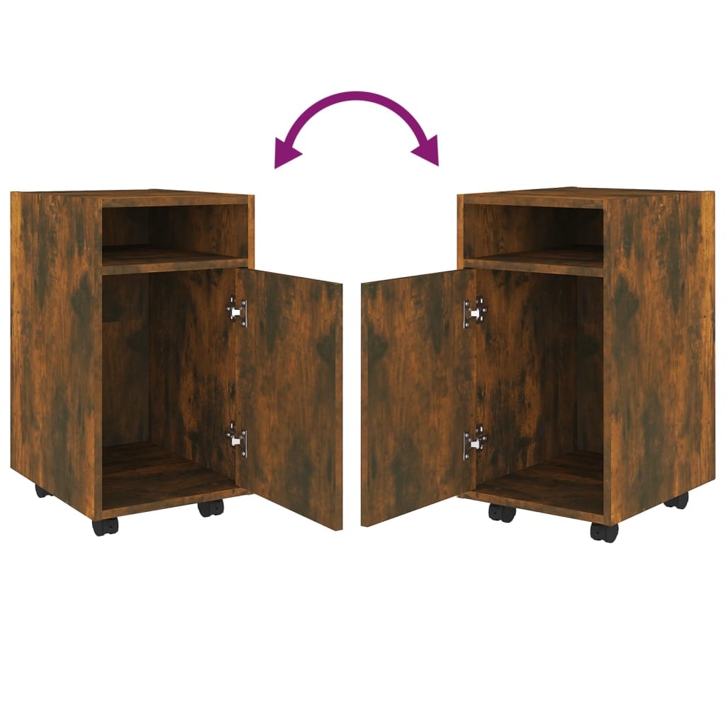 VidaXL Bijzetkast met wielen 33x38x60 cm bewerkt hout gerookt eiken