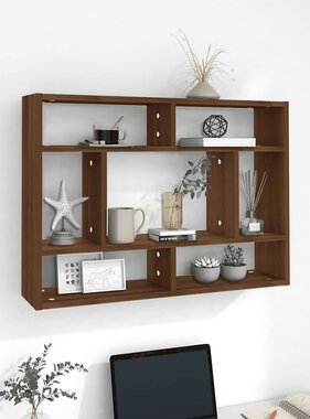 VidaXL Wandschap 75x16x55 cm bewerkt hout bruin eikenkleur