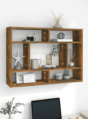 VidaXL Wandschap 75x16x55 cm bewerkt hout gerookt eikenkleurig