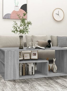 VidaXL Salontafel 100x50x40 cm bewerkt hout grijs sonoma eikenkleurig