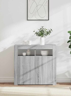 VidaXL Dressoir met LED-verlichting 80x35x75 cm grijs sonoma eiken