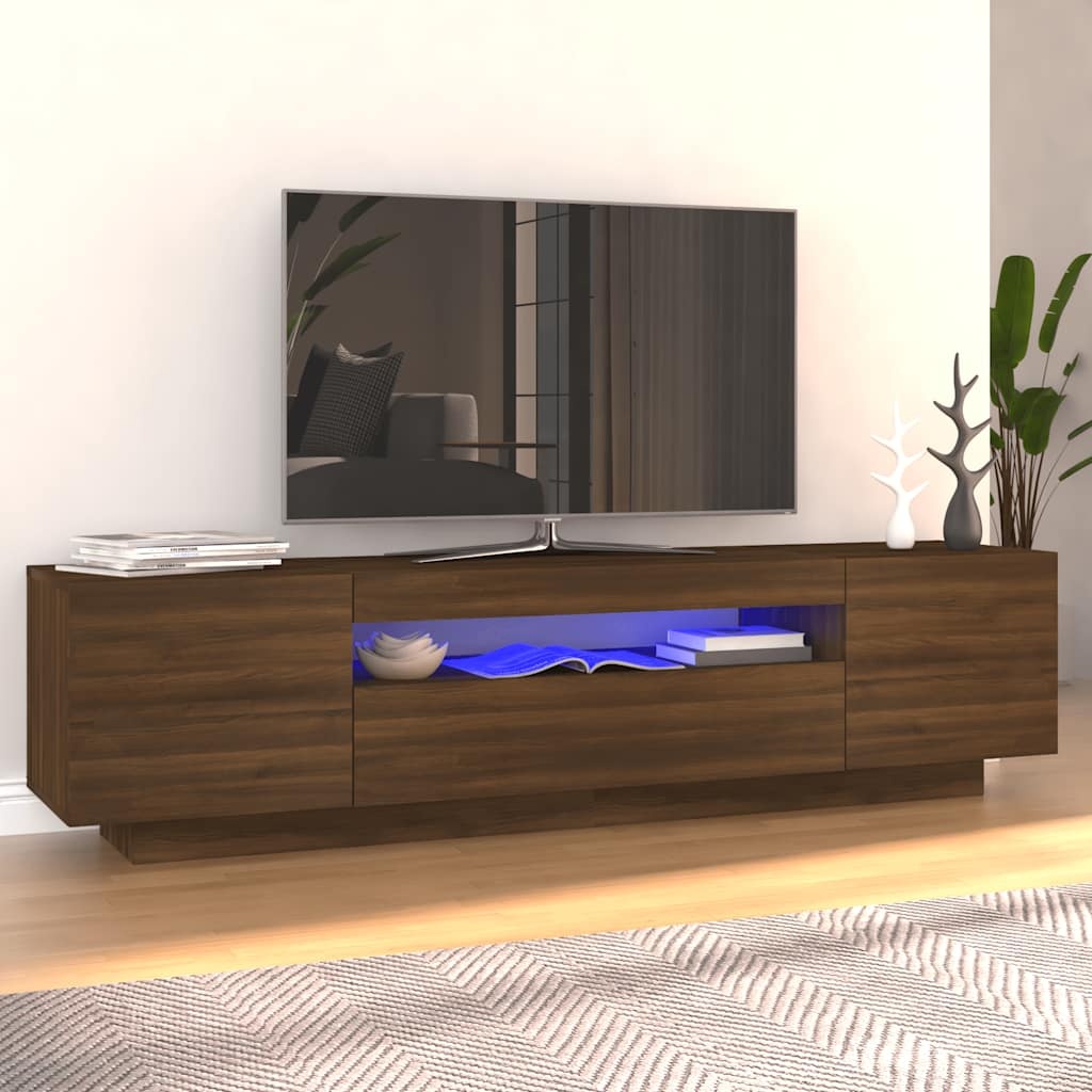 VidaXL Tv-meubel met LED-verlichting 160x35x40 cm bruin eikenkleur
