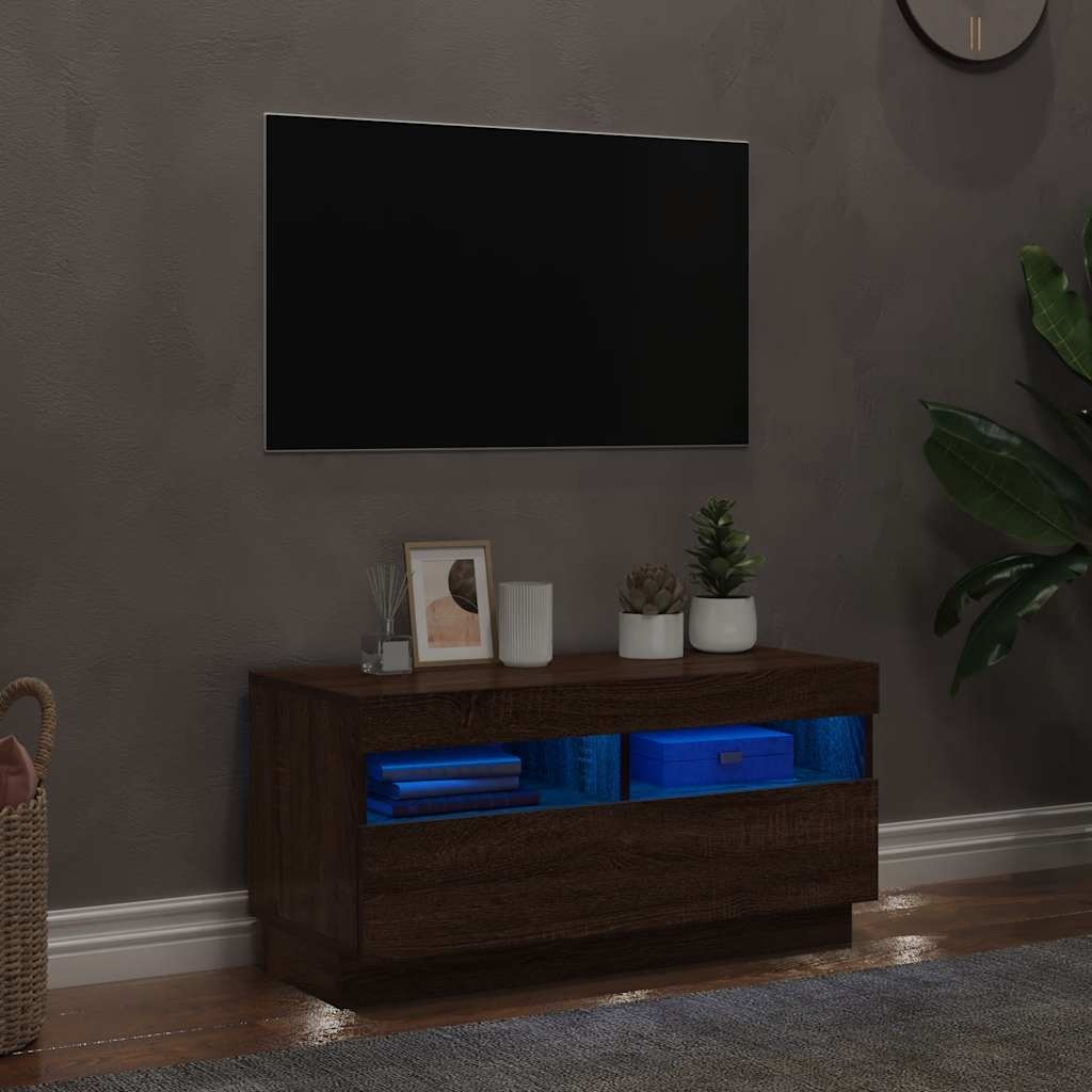 VidaXL Tv-meubel met LED-verlichting 80x35x40 cm bruin eikenkleur
