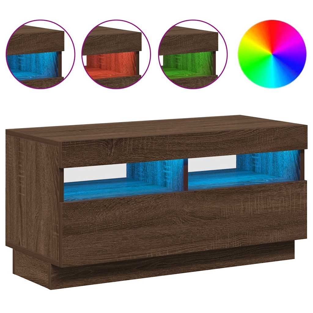 VidaXL Tv-meubel met LED-verlichting 80x35x40 cm bruin eikenkleur