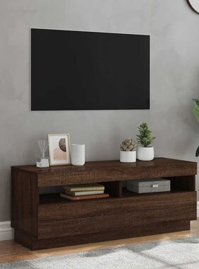 VidaXL Tv-meubel met LED-verlichting 100x35x40 cm bruin eikenkleur
