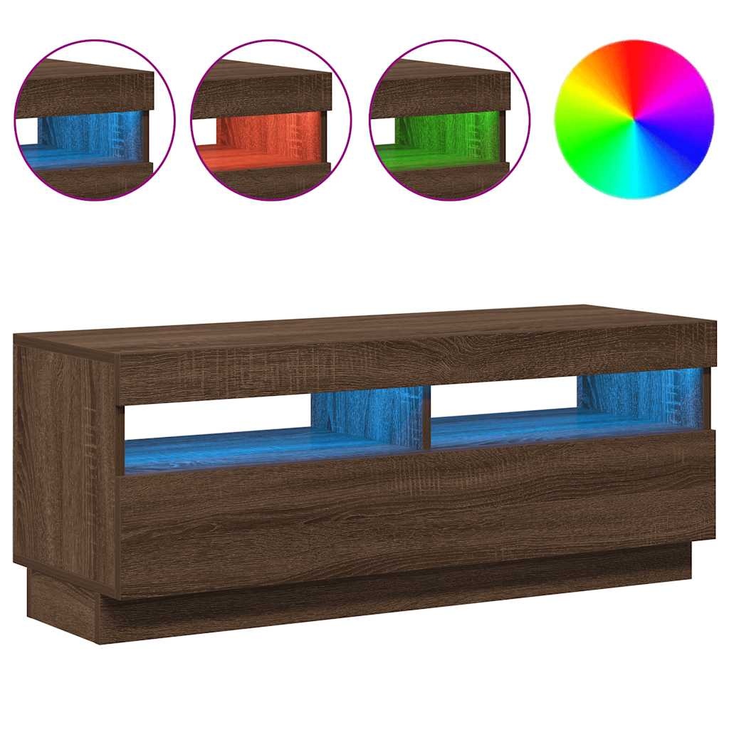 VidaXL Tv-meubel met LED-verlichting 100x35x40 cm bruin eikenkleur