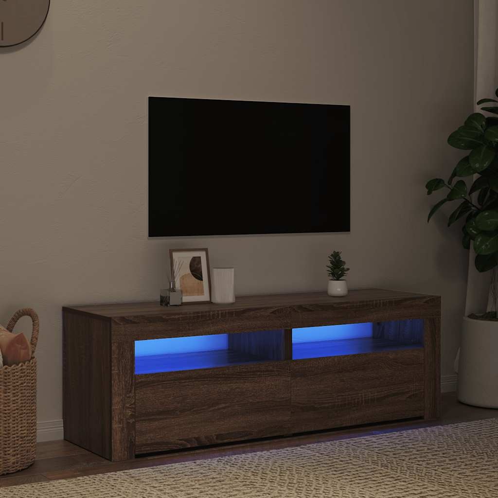 VidaXL Tv-meubel met LED-verlichting 120x35x40 cm bruin eikenkleur