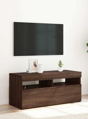 VidaXL Tv-meubel met LED-verlichting 90x35x40 cm bruin eikenkleur
