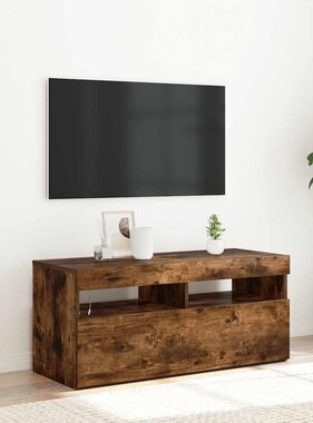VidaXL Tv-meubel met LED-verlichting 90x35x40 cm gerookt eikenkleurig