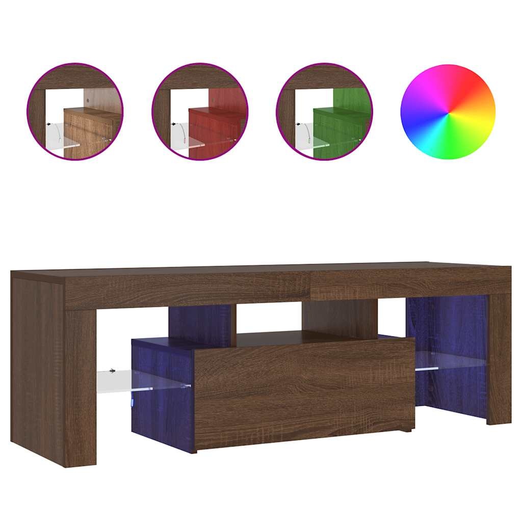 VidaXL Tv-meubel met LED-verlichting 120x35x40 cm bruin eikenkleur