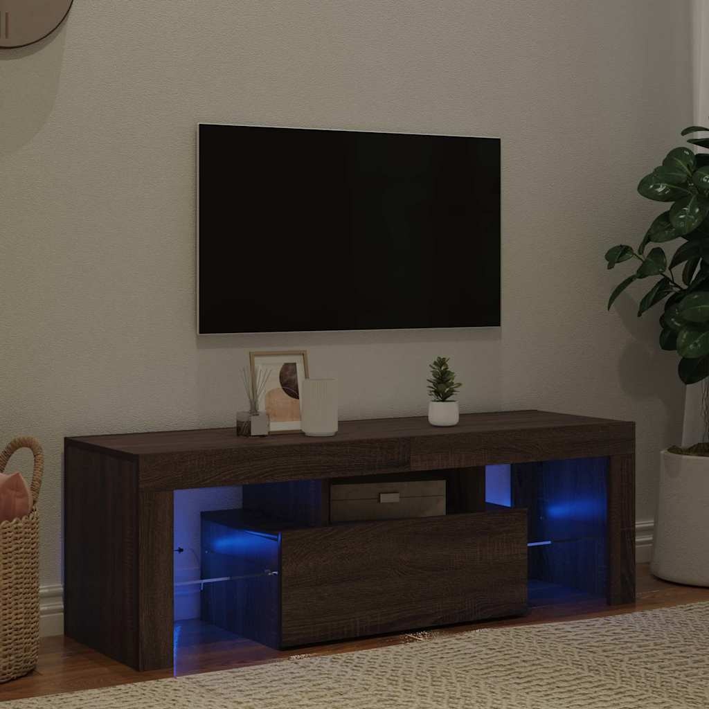 VidaXL Tv-meubel met LED-verlichting 120x35x40 cm bruin eikenkleur