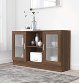 VidaXL Vitrinekast 120x30,5x70 cm bewerkt hout bruin eikenkleur