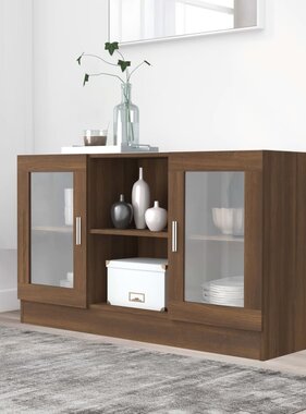 VidaXL Vitrinekast 120x30,5x70 cm bewerkt hout bruin eikenkleur