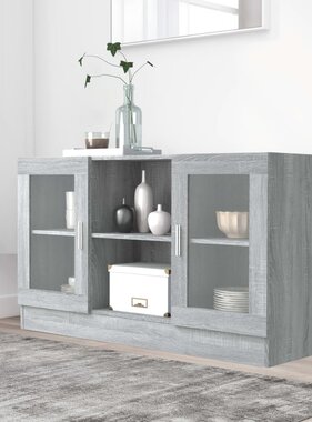 VidaXL Vitrinekast 120x30,5x70 cm bewerkt hout grijs sonoma eiken