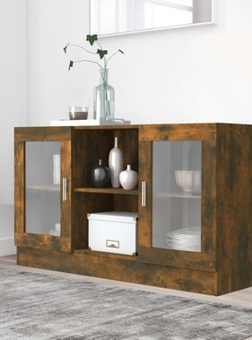 VidaXL Vitrinekast 120x30,5x70 cm bewerkt hout gerookt eikenkleurig