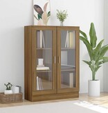 VidaXL Vitrinekast 82,5x30,5x115 cm bewerkt hout bruin eikenkleur