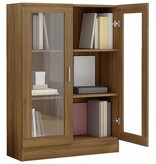 VidaXL Vitrinekast 82,5x30,5x115 cm bewerkt hout bruin eikenkleur