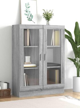 VidaXL Vitrinekast 82,5x30,5x115 cm bewerkt hout grijs sonoma eiken