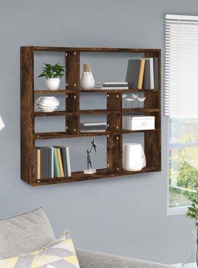 VidaXL Wandschap 90x16x78 cm bewerkt hout gerookt eikenkleurig