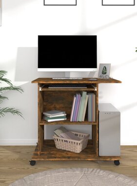 VidaXL Computerbureau 80x50x75 cm bewerkt hout gerookt eikenkleurig