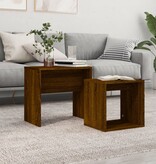 VidaXL 2-delige Tafeltjesset bewerkt hout bruin eikenkleur