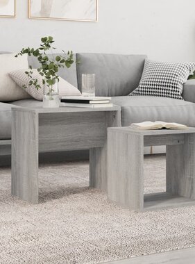 VidaXL 2-delige Tafeltjesset bewerkt hout grijs sonoma eikenkleurig