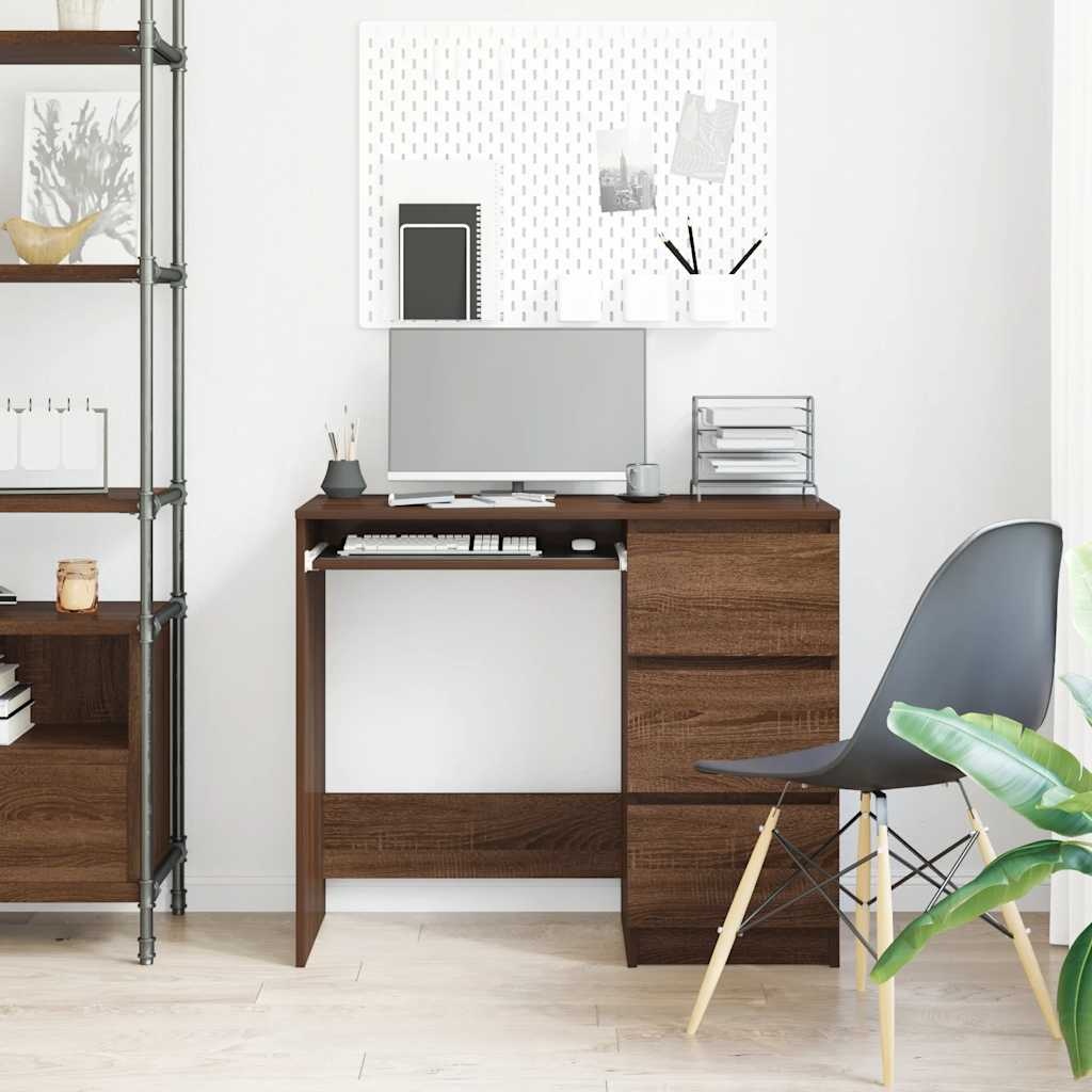 VidaXL Bureau 90x45x76 cm bewerkt hout bruineikenkleurig