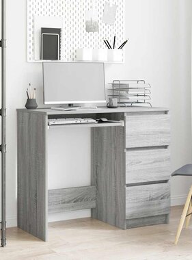 VidaXL Bureau 90x45x76 cm bewerkt hout grijs sonoma eikenkleurig
