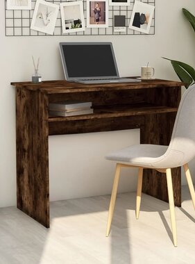 VidaXL Bureau 90x50x74 cm bewerkt hout gerookt eikenkleurig