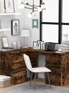 VidaXL Hoekbureau 145x100x76 cm bewerkt hout gerookt eikenkleurig