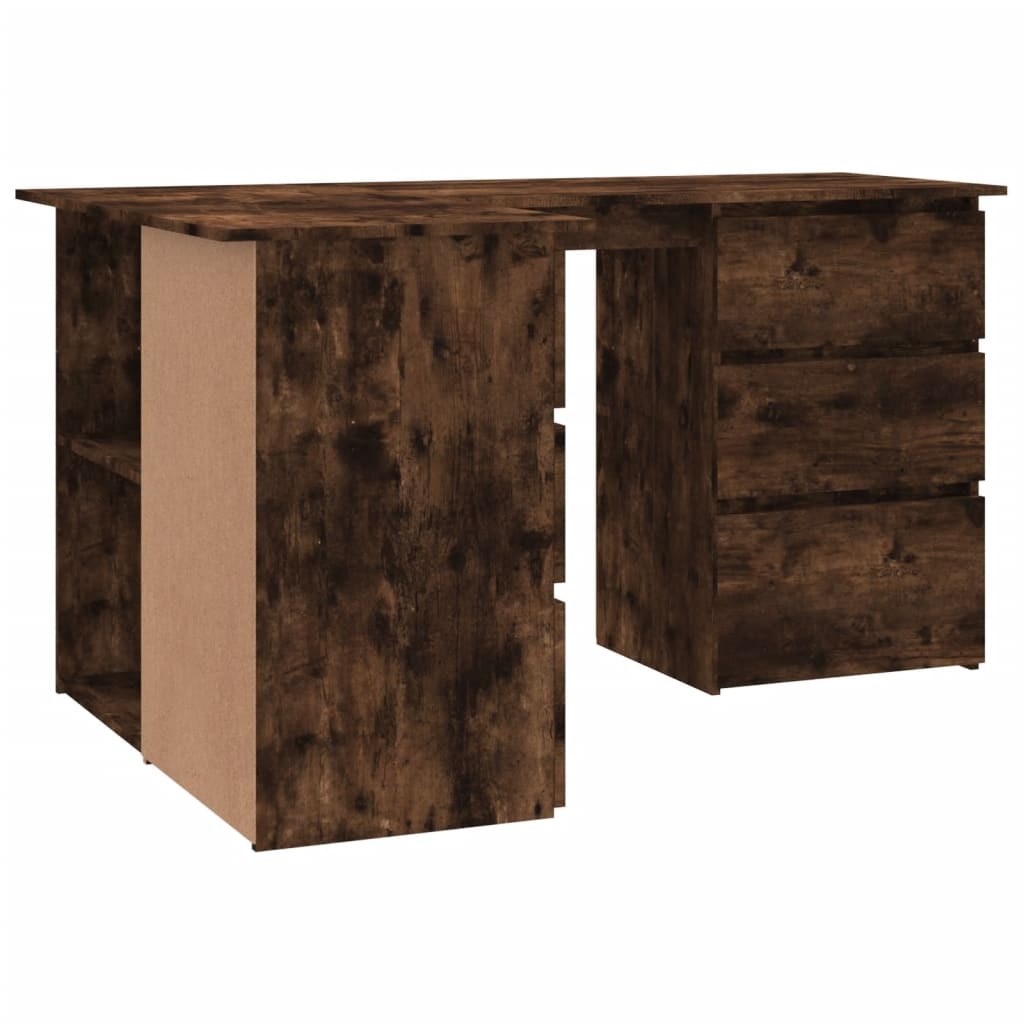 VidaXL Hoekbureau 145x100x76 cm bewerkt hout gerookt eikenkleurig